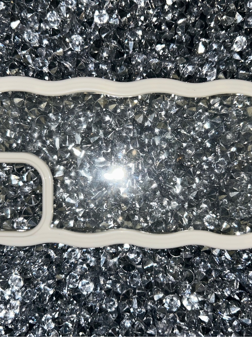 iPhone 15 Clear Glitter Wave Phone Case with White Trim